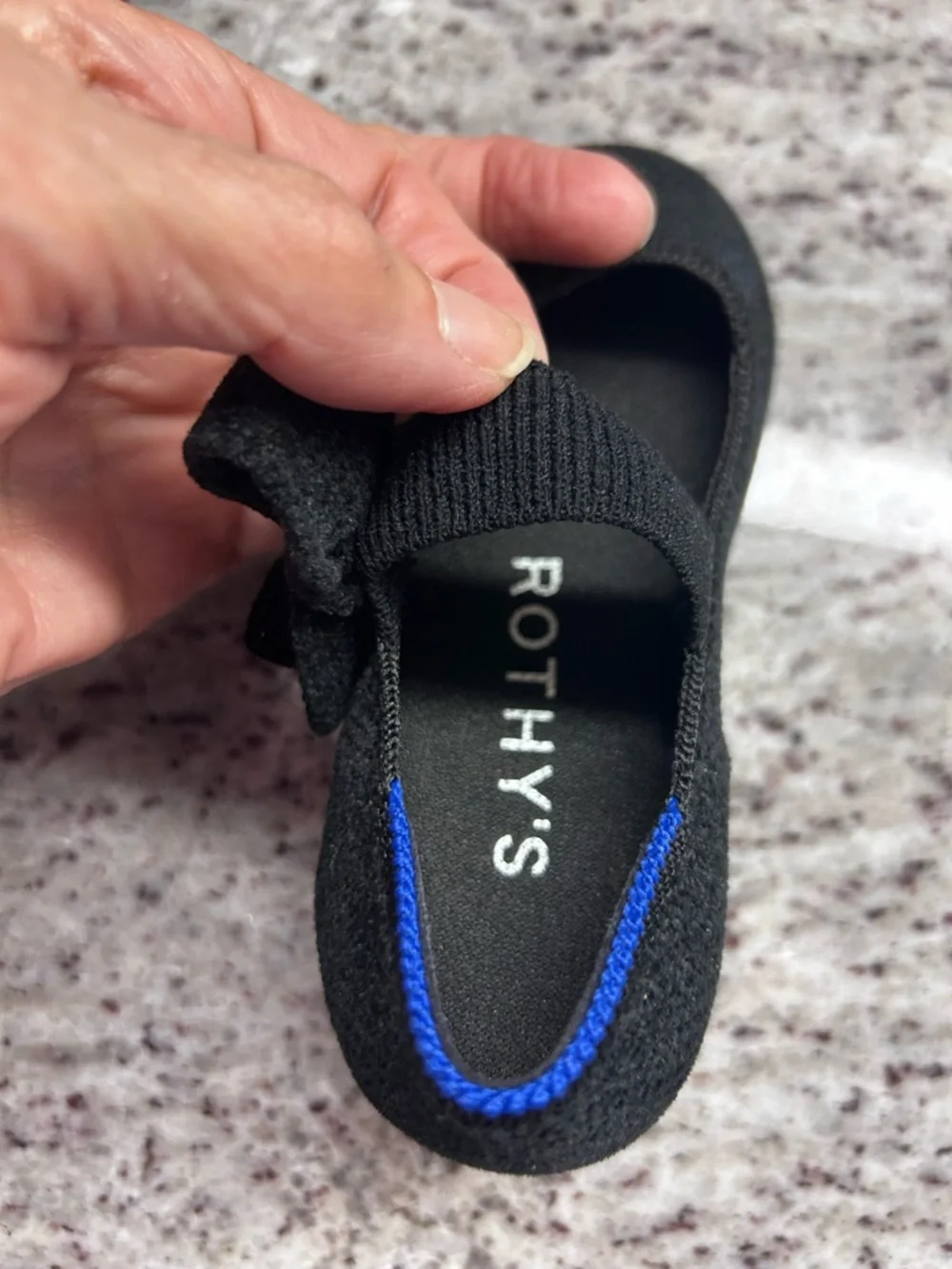 Rothy's Black Knit Bow Mary Jane Kids Dress Shoes